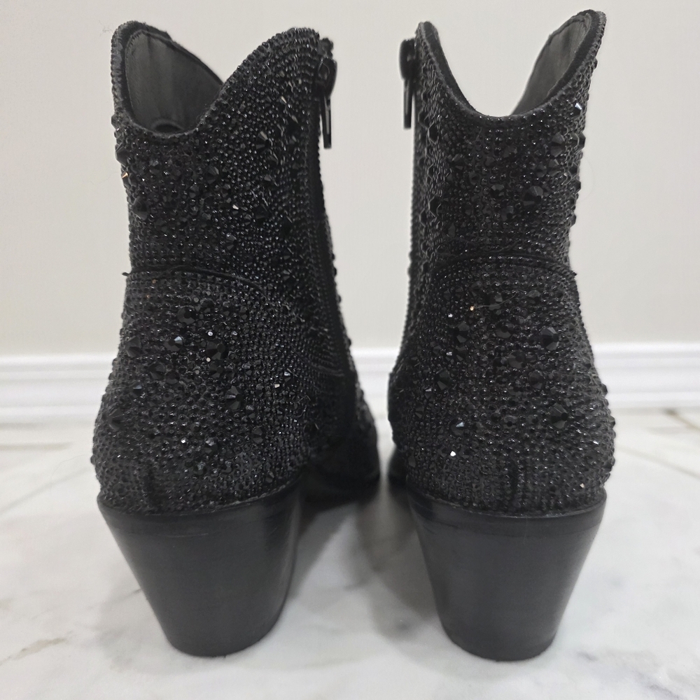 Corky's Hey Girl Shine Bright Black Rhinestone Western Booties Size 7 - Picture 7 of 17